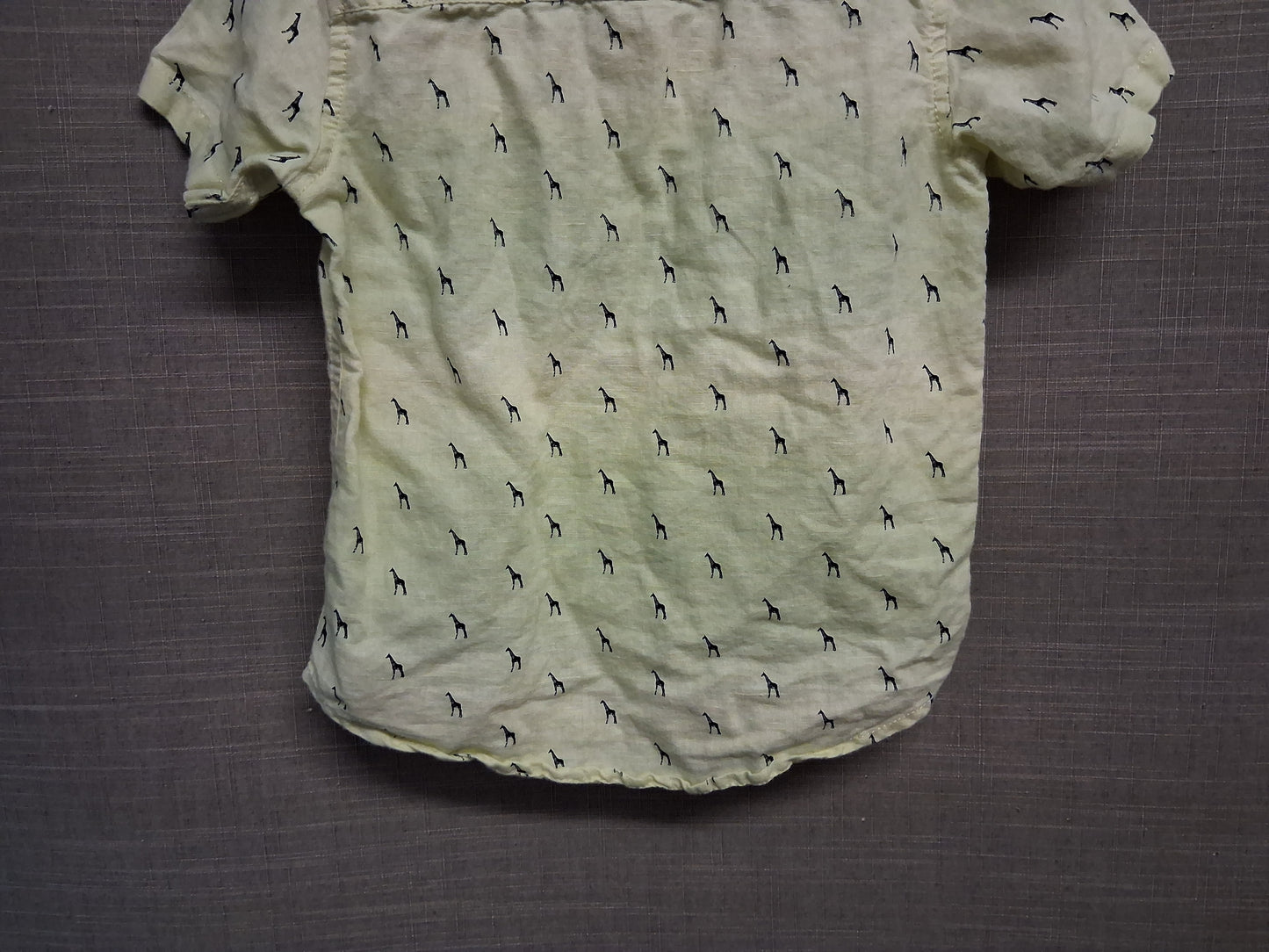 Next Boys Short Sleeve Shirt Yellow Giraffe Print Age 2-3 Years