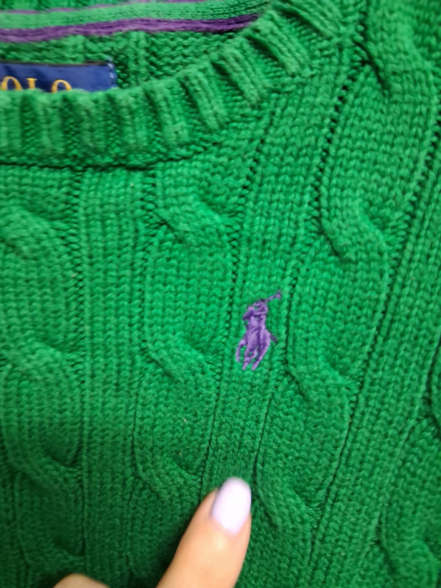 Polo Ralph Lauren Boys Green Cable Knit Jumper Pullover Age 2 Years