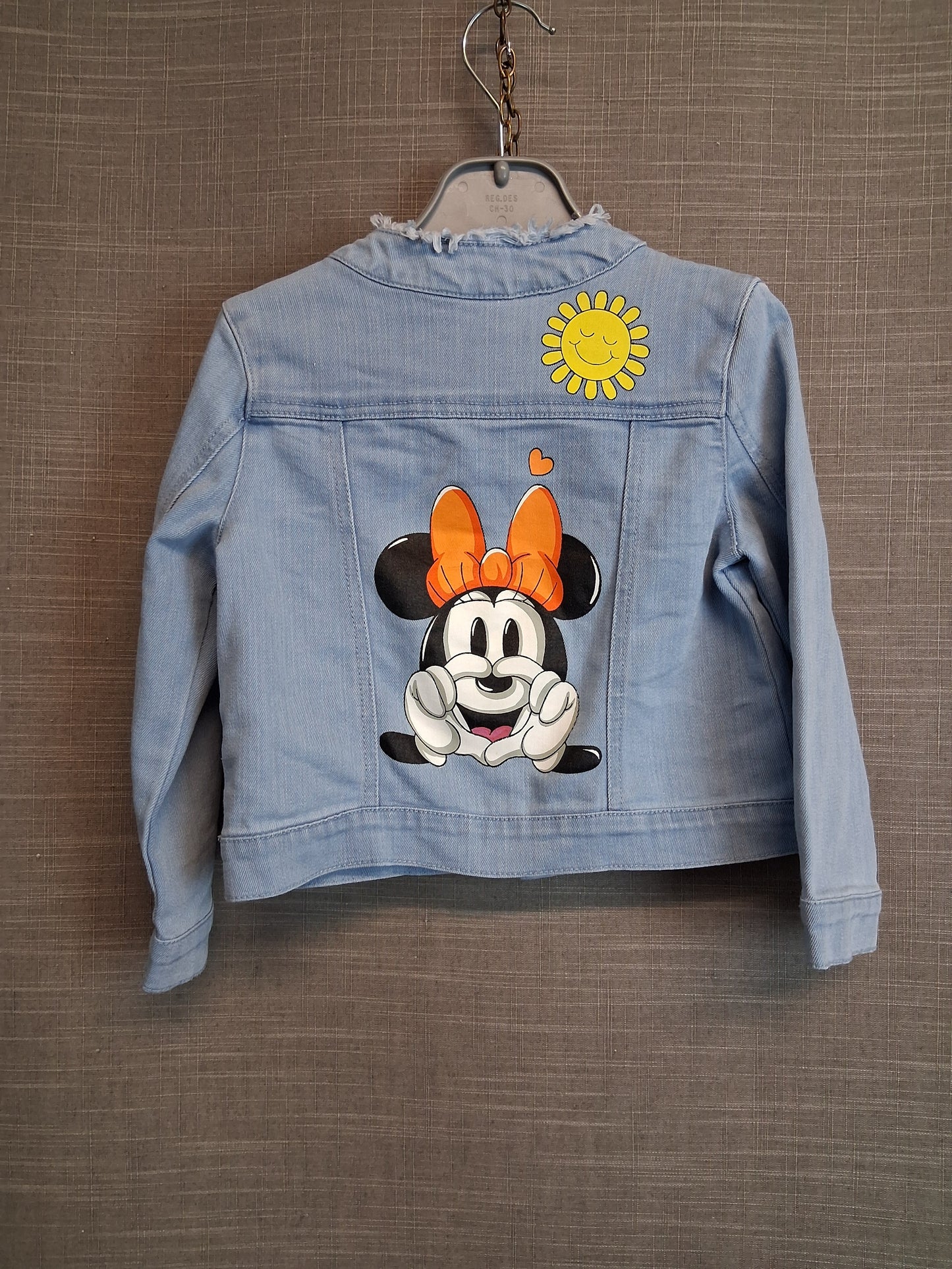 Disney Baby Minnie Mouse Deni Jacket Fray Hem Graphic Print Back Age 18-24 Months
