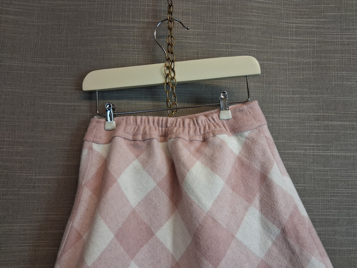 Shein Girls A Line Skirt Pink Cream Check Age 3-4 Years