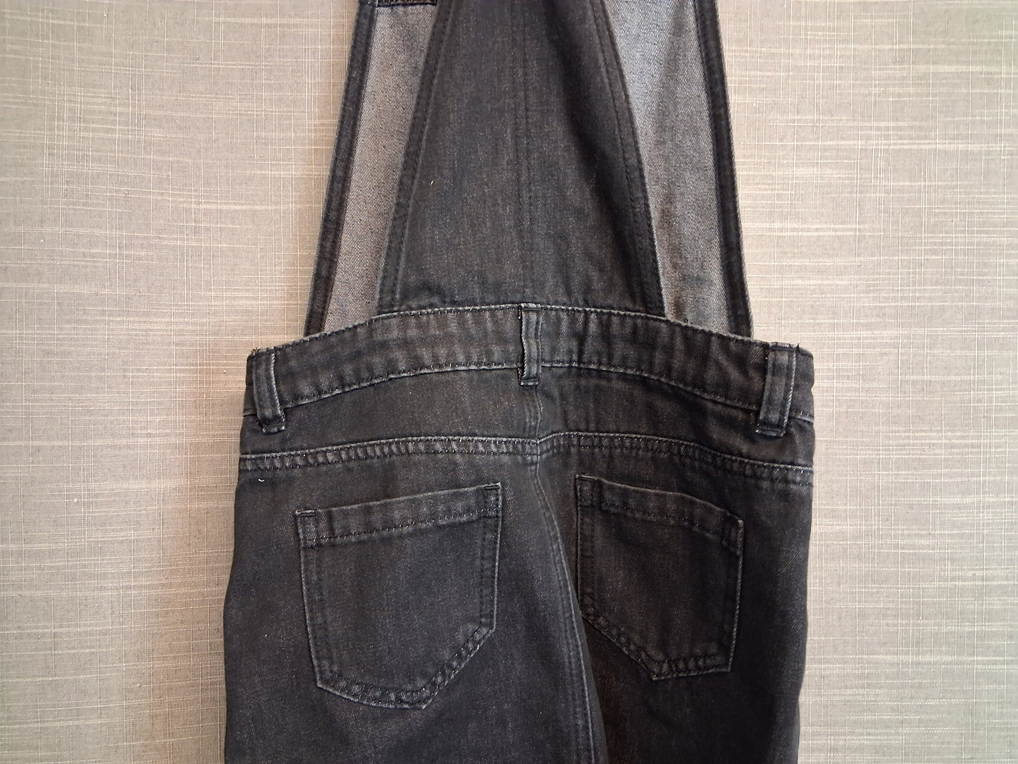 George Girls Black Denim Pinafore Dress Zip Front Age 7-8 Years