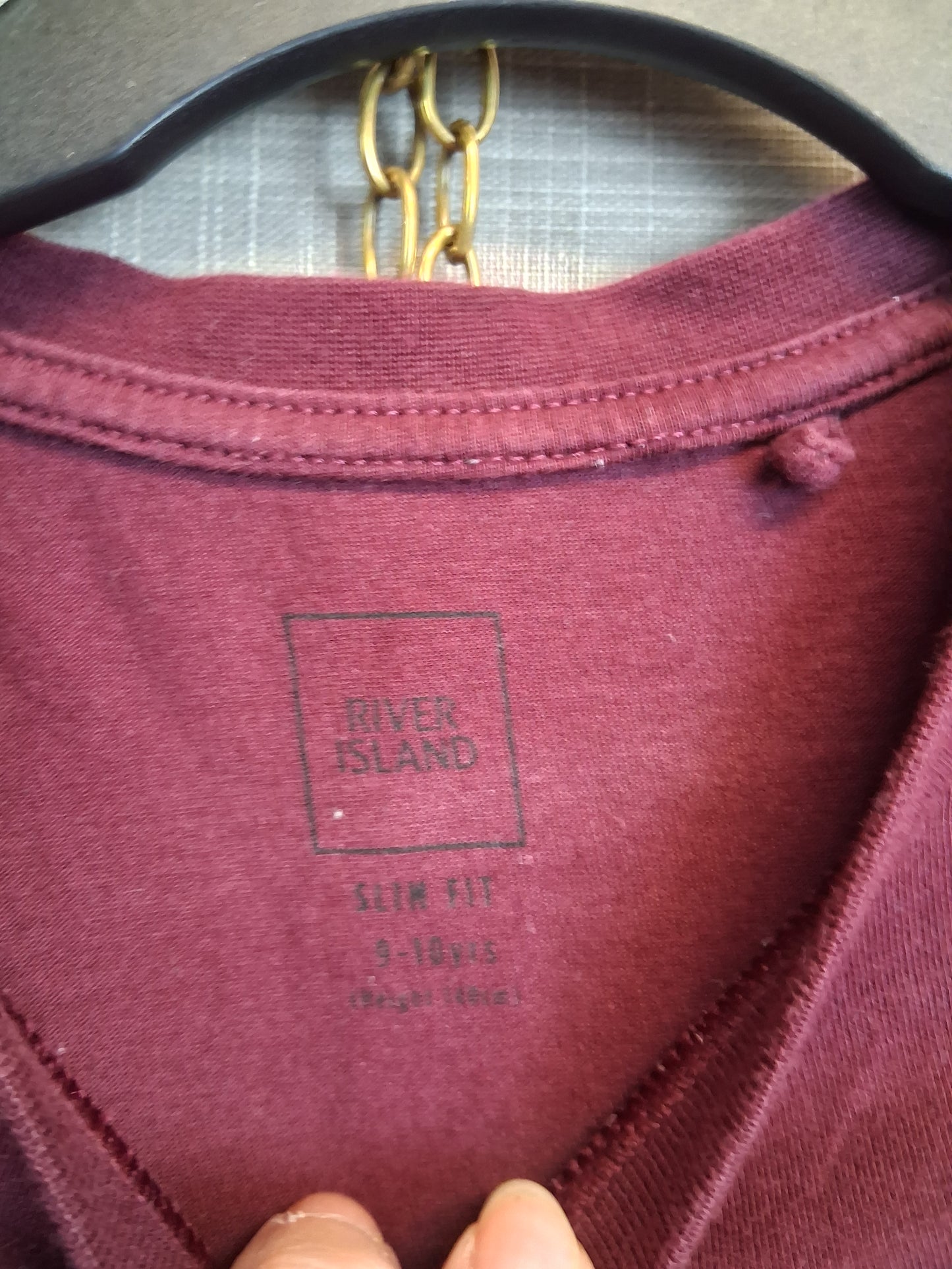 River Island Boys T-Shirt Short Sleeve Burgundy Age 9-10 Years