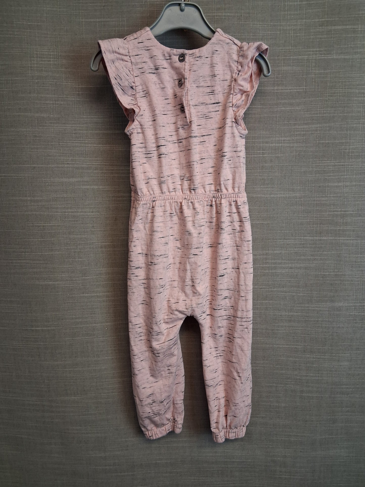 F&F Girls Pink Grey Jumpsuit Sleeveless Jersey Age 12-18 Months