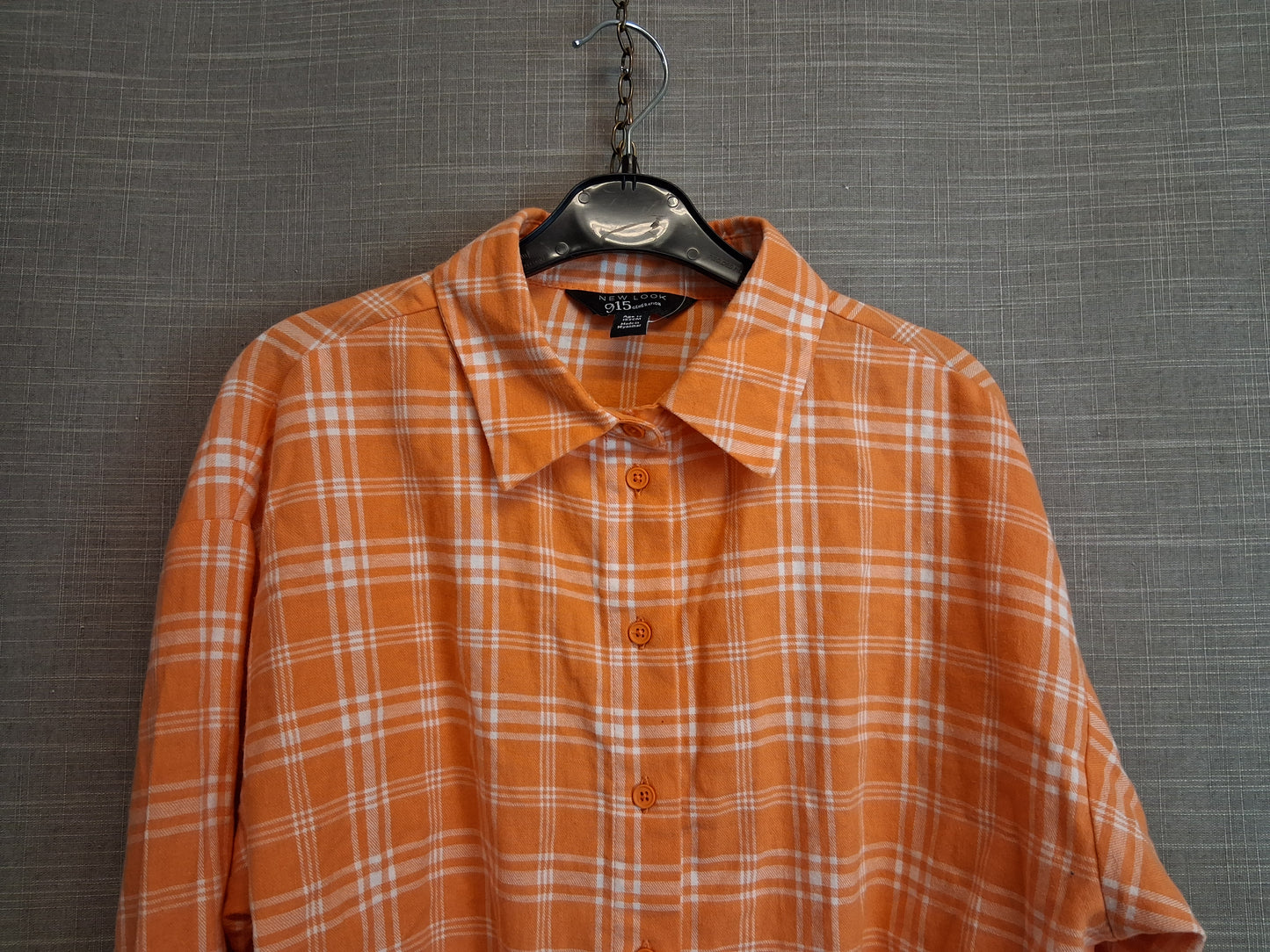 New Look Girls Orange Crop Checked Shirt Long Sleeve Age 12 Years