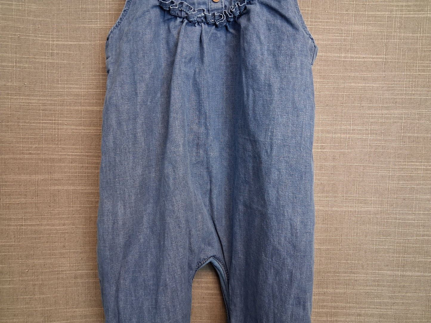 Next Girls Blue Chambray Denim Dungarees Age 12-18 Months Lined