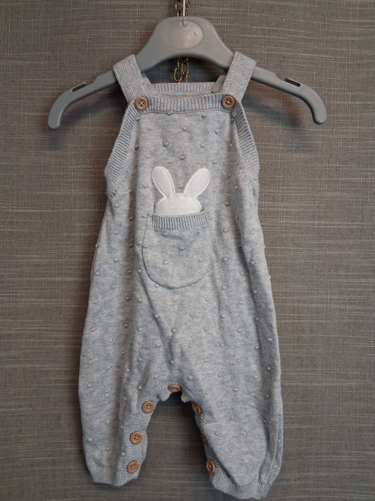 Billie Faiers Boys Grey Knitted Bunny Dungarees Age Tiny Baby