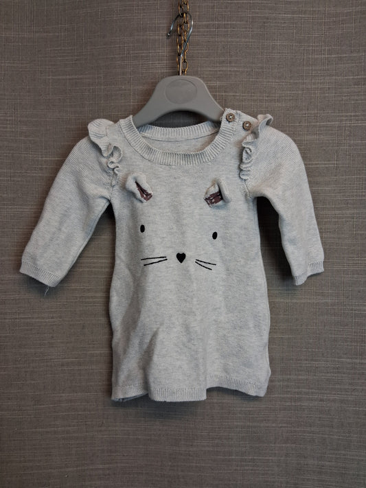 TU Girl Grey Knitted Mouse Jumper Dress Age Newborn