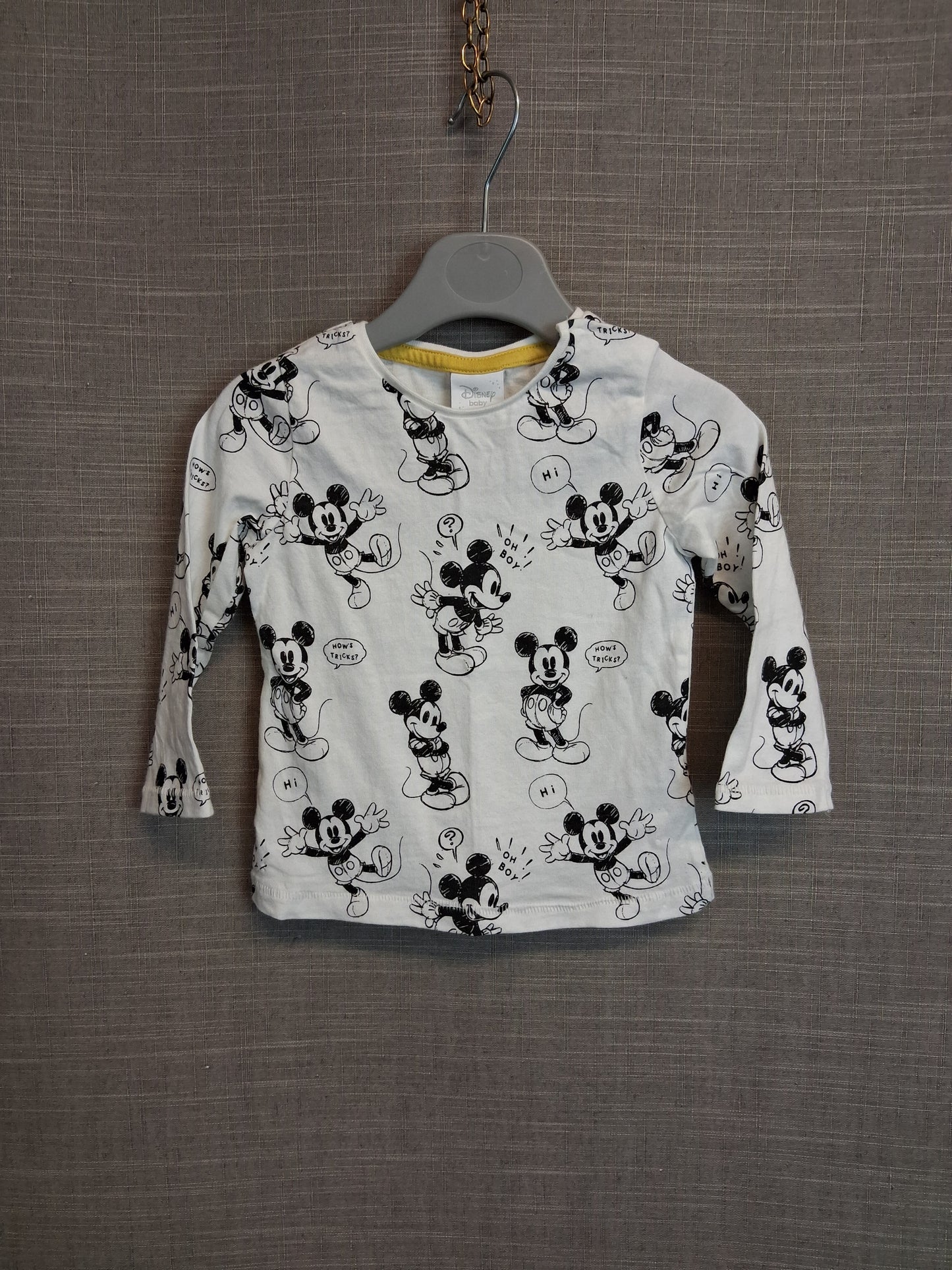 F&F Disney Boys Mickey Mouse Long Sleeve T-Shirt Age 6-9 Months