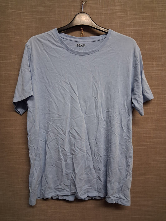 Marks & Spencer Blue Crew Neck T-Shirt Short Sleeve Age 15-16 Years