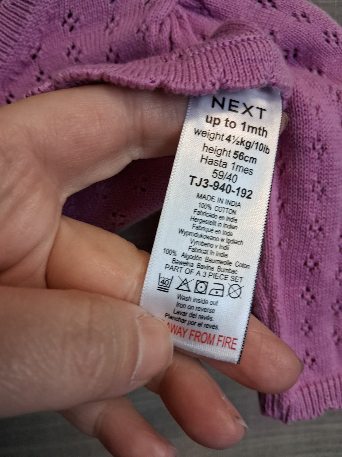 Next Girls Lilac Knitted Cropped Cardigan Age Newborn New