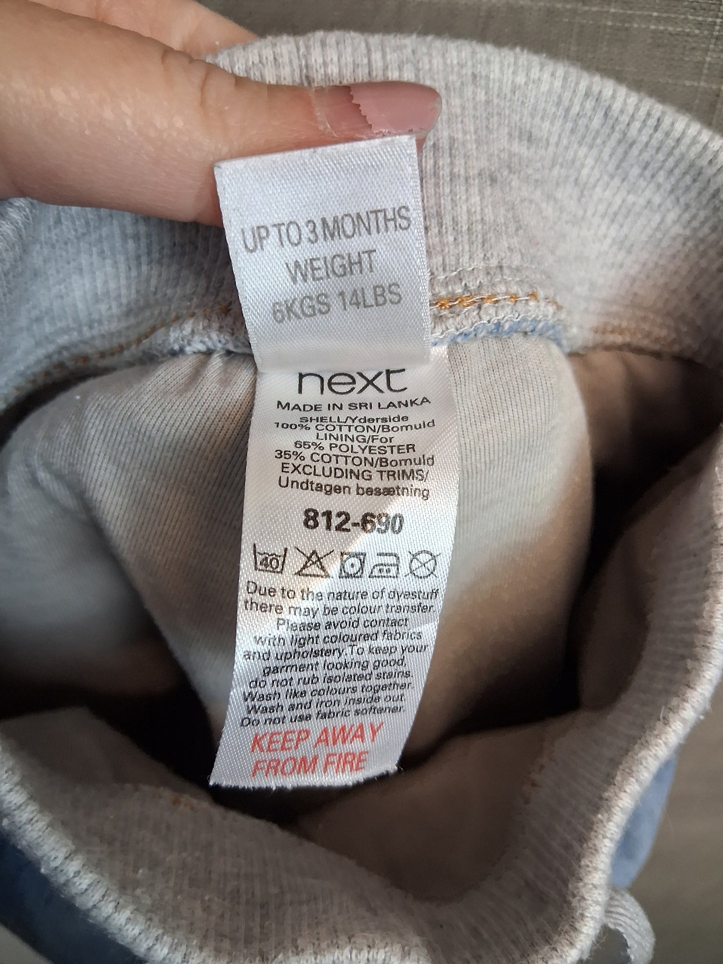 Next Boys Blue Denim Jeans Lined Age 0-3 Months