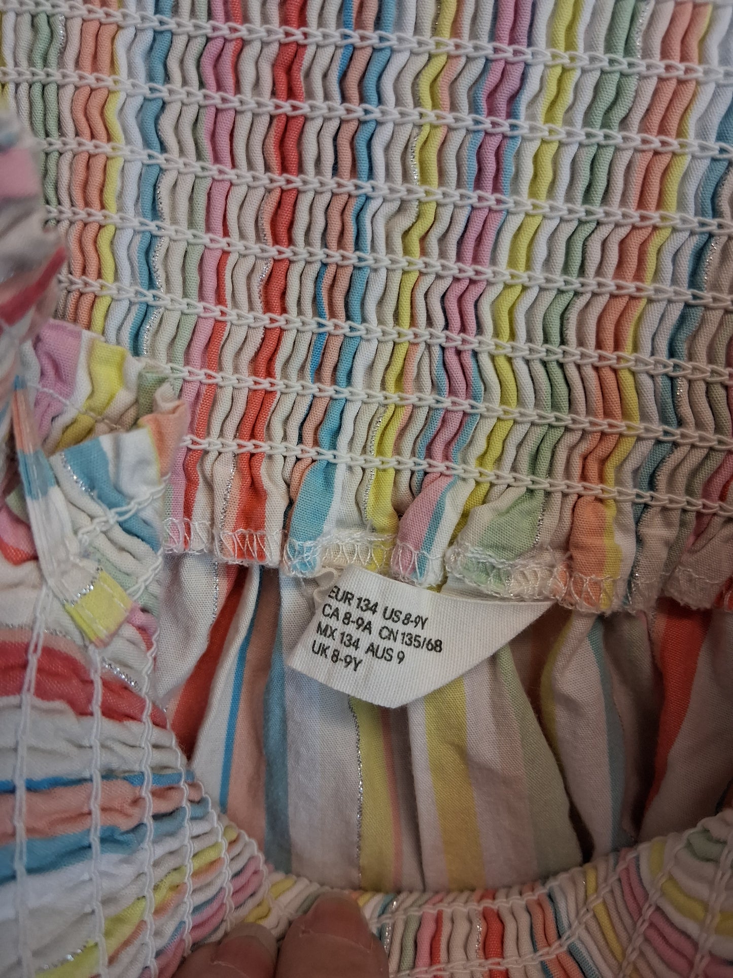 H&M Girls Strappy Sundress Multicolour Striped Age 8-9 Years