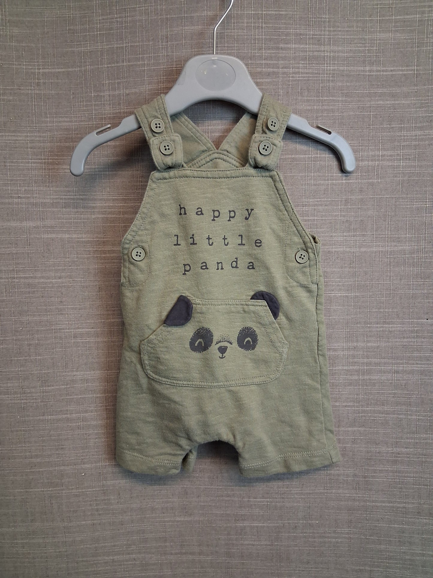George Boy Khaki Green Jersey Dungarees Romper Age 0-3 Months