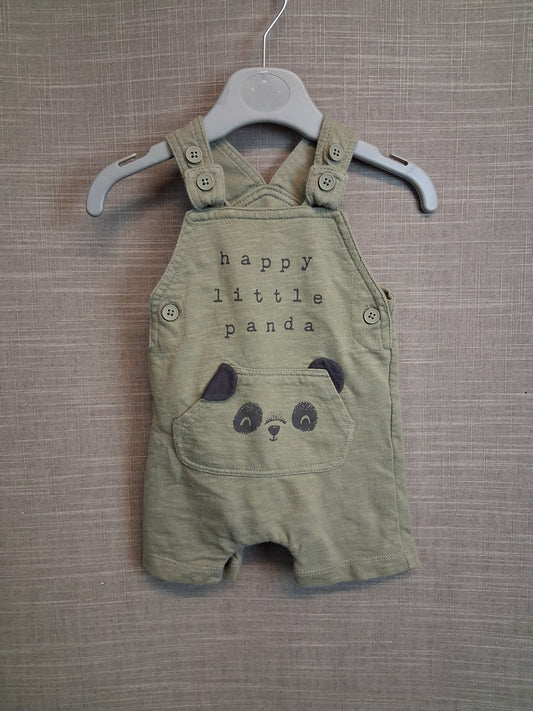 George Boy Khaki Green Jersey Dungarees Romper Age 0-3 Months