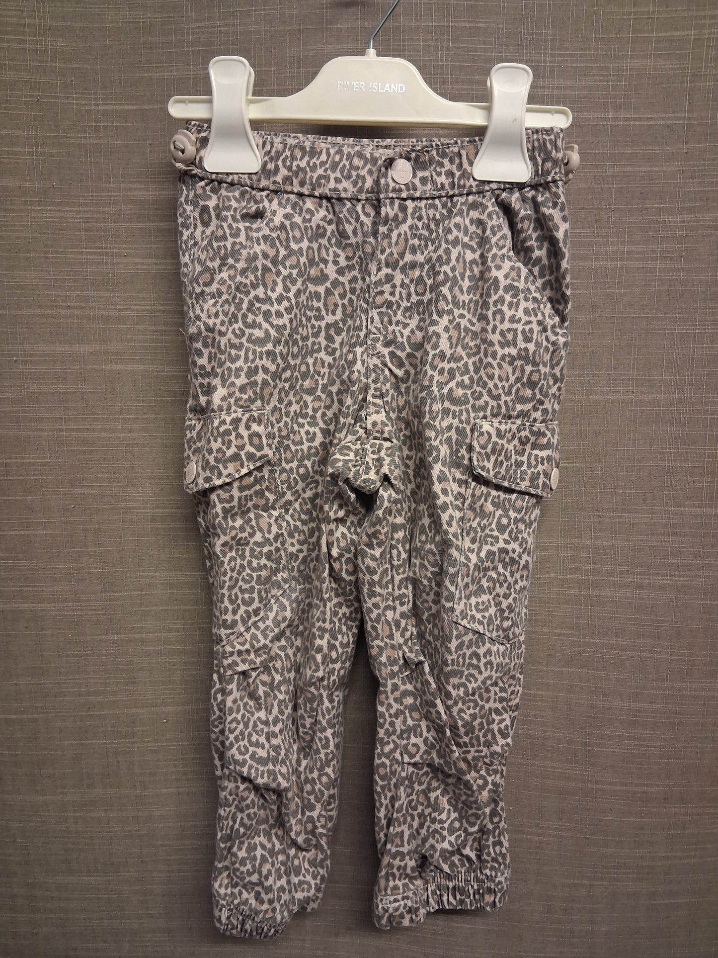 Marks and Spencer Animal Print Beige Cargo Jeans Age 2-3 Years