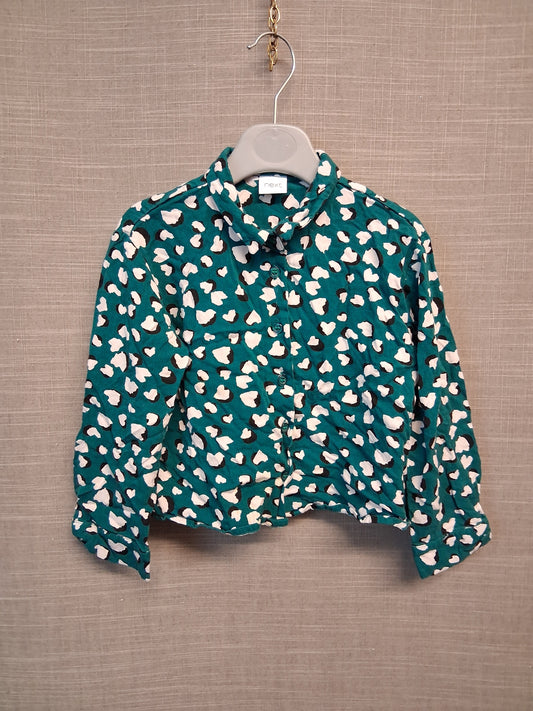 Next Girls Green Animal Print Cropped Shirt Age 5-6 Years