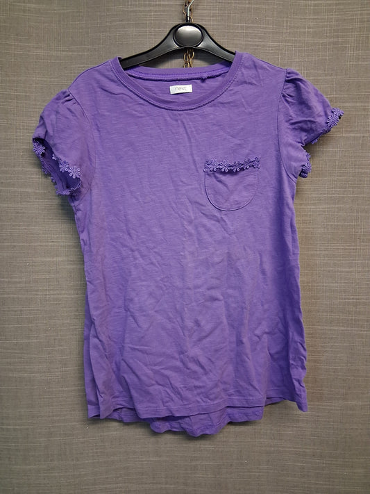 Next Girls Purple Short Sleeve T-Shirt Floral Trim Age 11 Years
