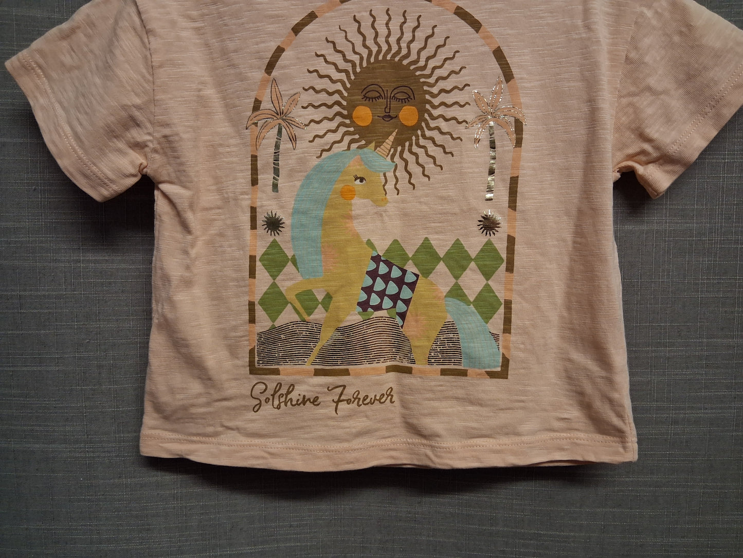 Next Girls Peach Short Sleeve T-Shirt Bold Graphic Print Age 12-18 Months