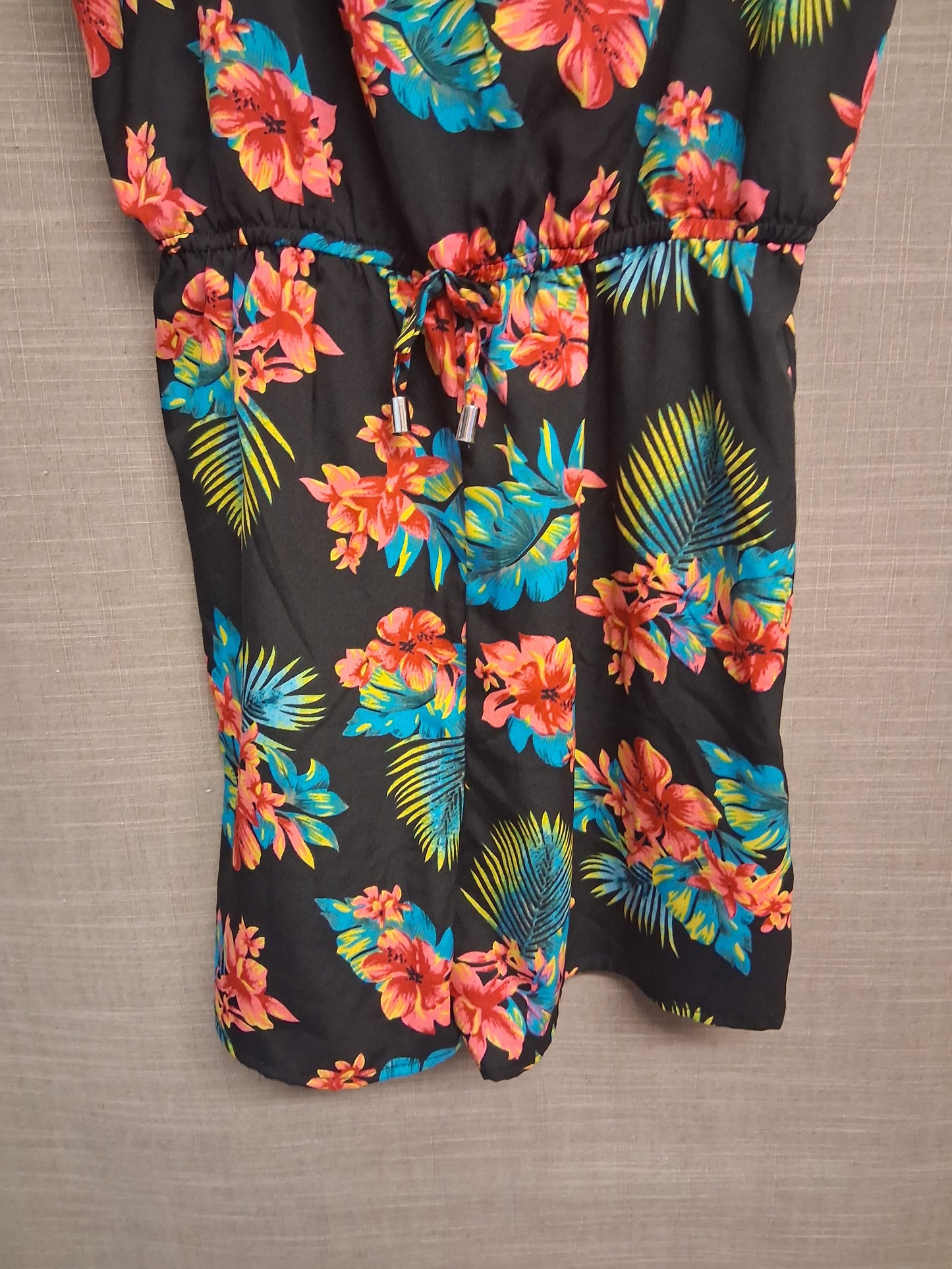 Primark Girls Black Multicolour Floral Playsuit Age 13-14 Years Lightweight