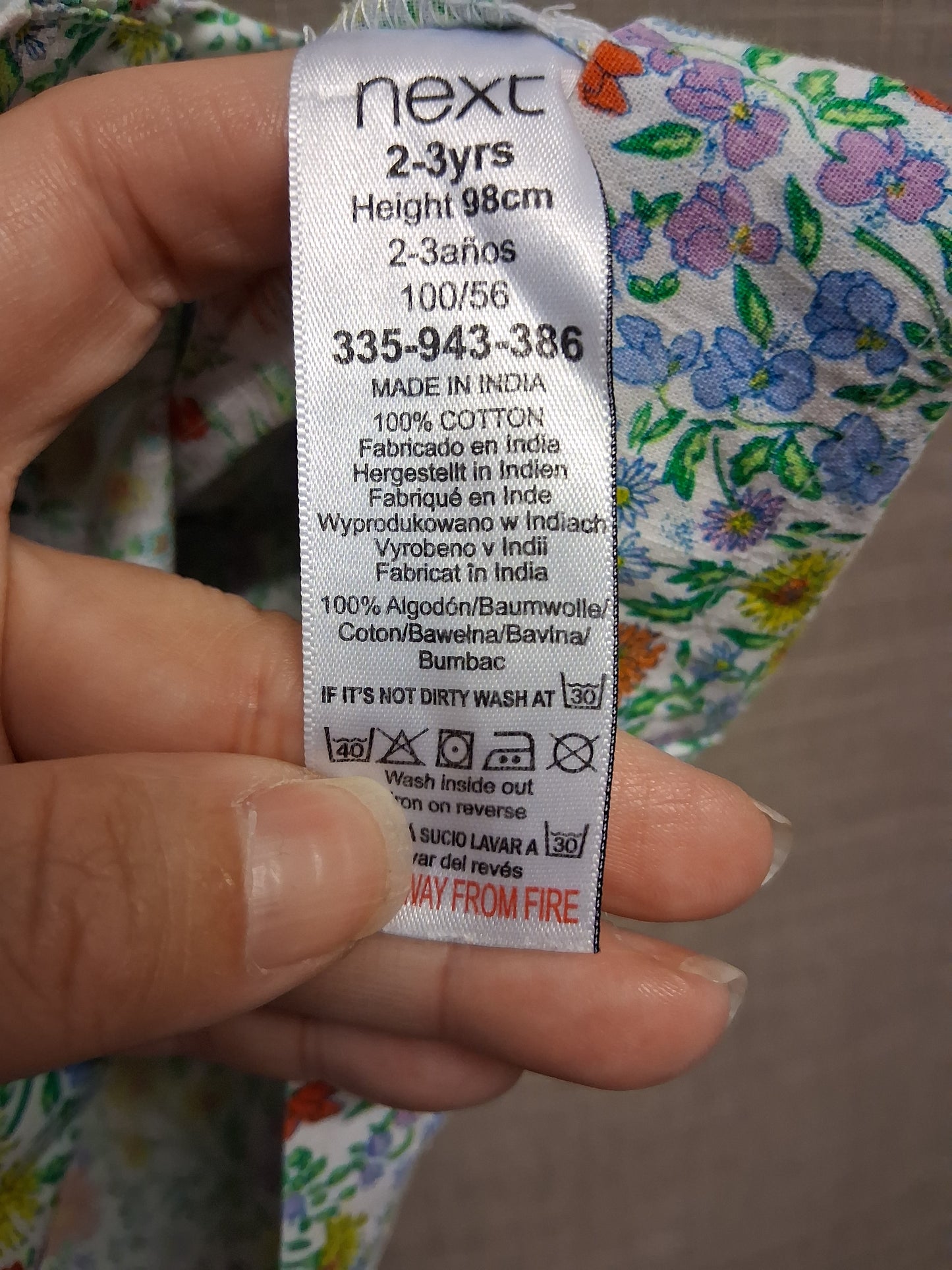 Next Girls Multicolour Floral Sleeveless A Line Dress Age 2-3 Years