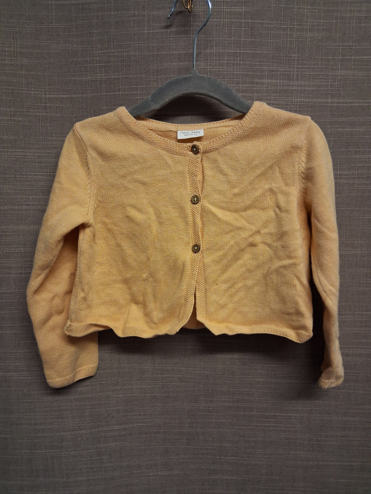 Next Girls Yellow Mustard Cardigan 100% Cotton Age 18-24 Months