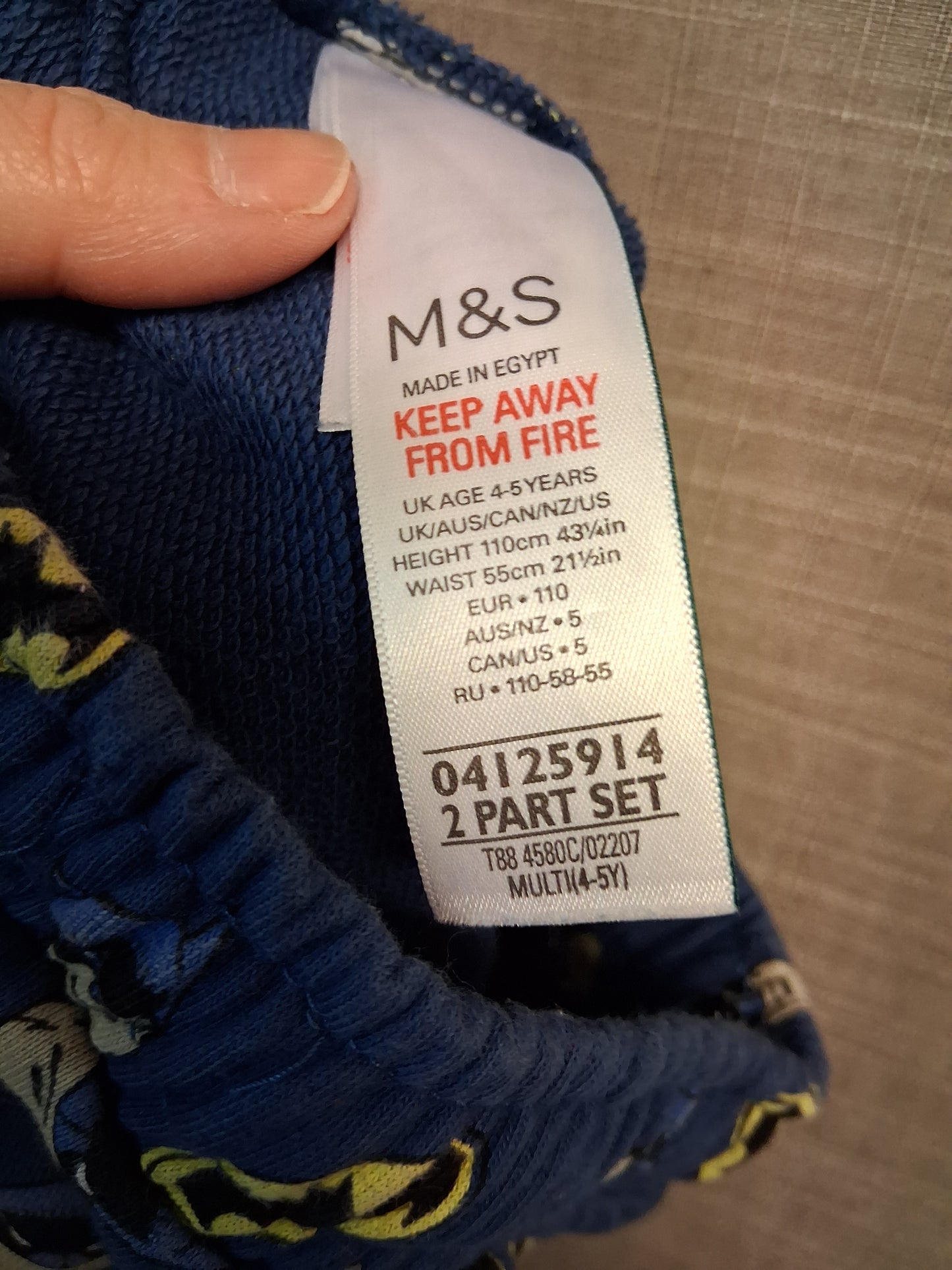 Marks And Spencer Blue Batman Jersey Shorts Age 4-5 Years