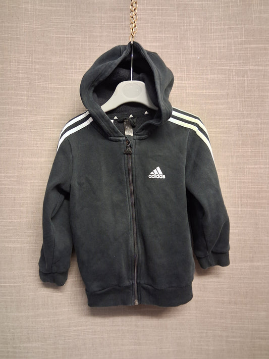 Adidas Boys Black Full Zip Hoodie Jacket Age 2-3 Years