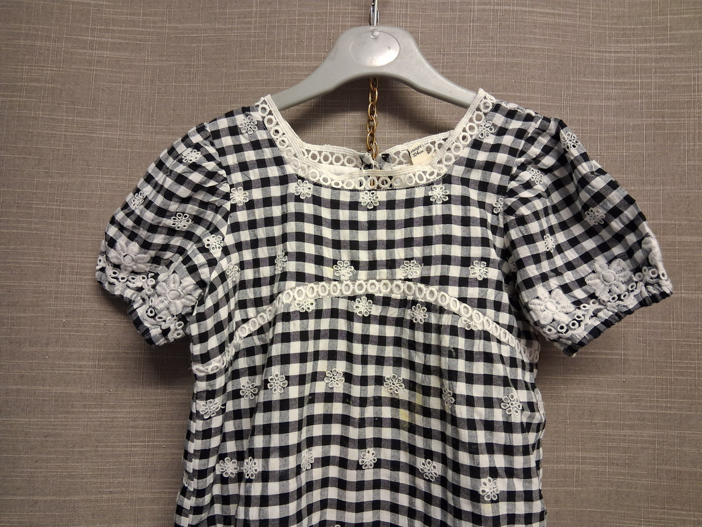 River Island Girls Black White Gingham Dress Age 3-4 Years