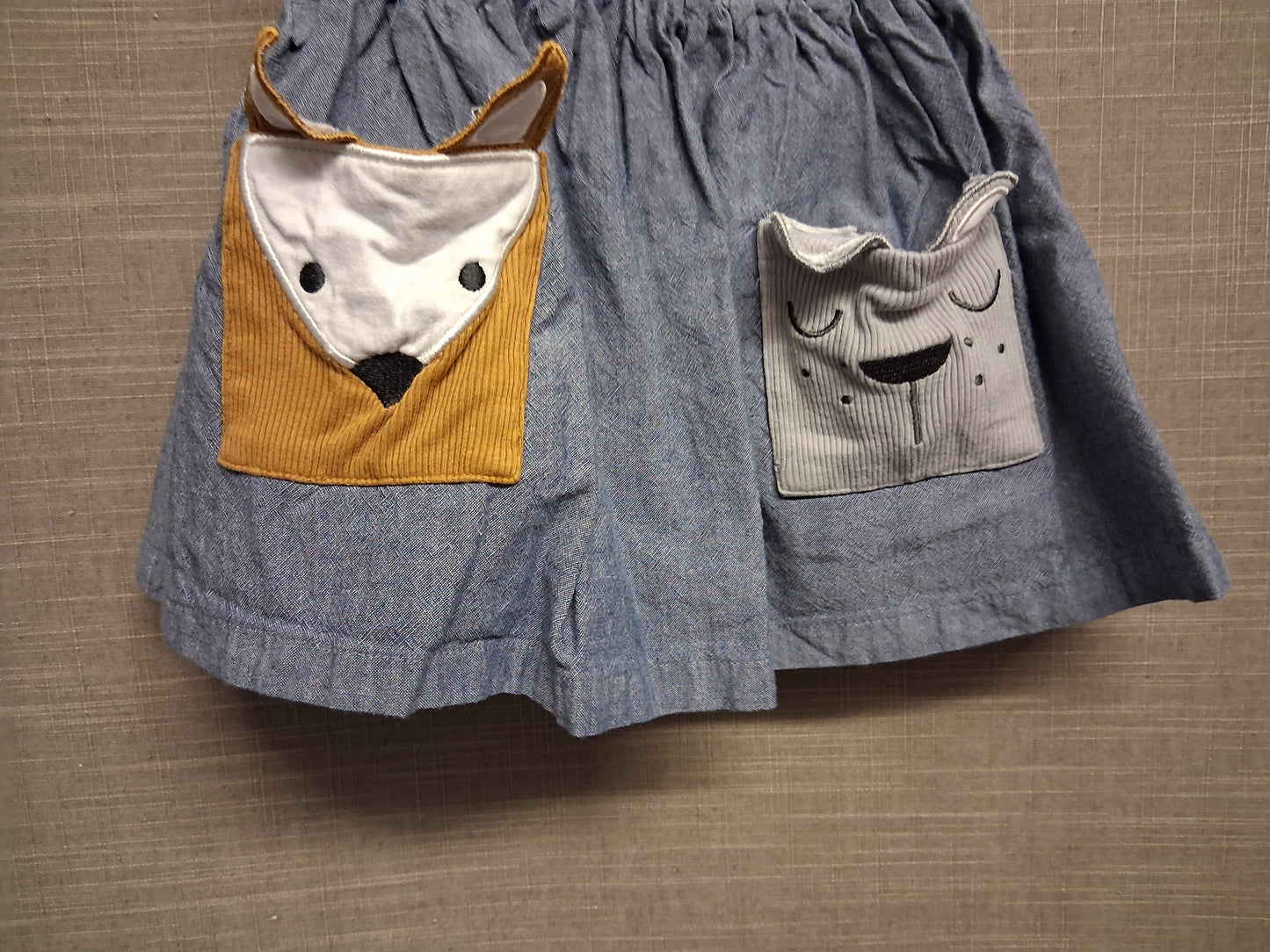 Lilly + Sid Blue Chambray Denim Skirt Lined Pockets Age 2-3 Years