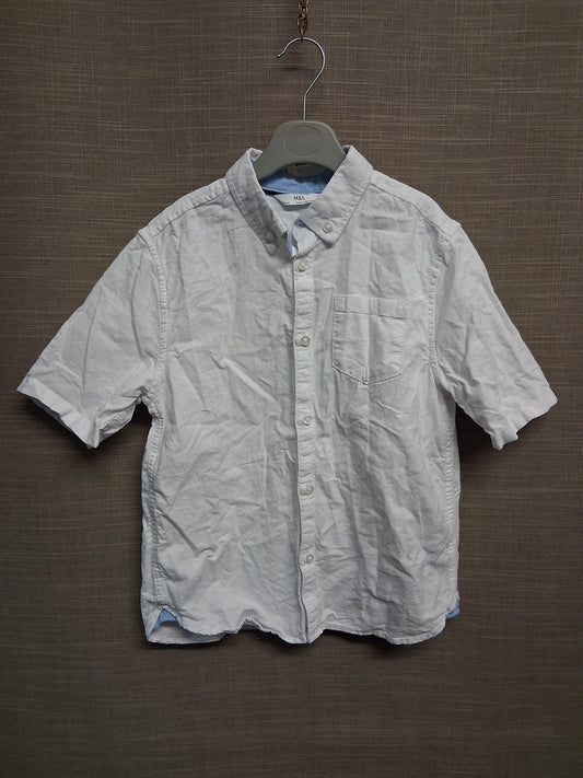 Marks & Spencer White Short Sleeve Shirt Button Through Age 7-8 Years