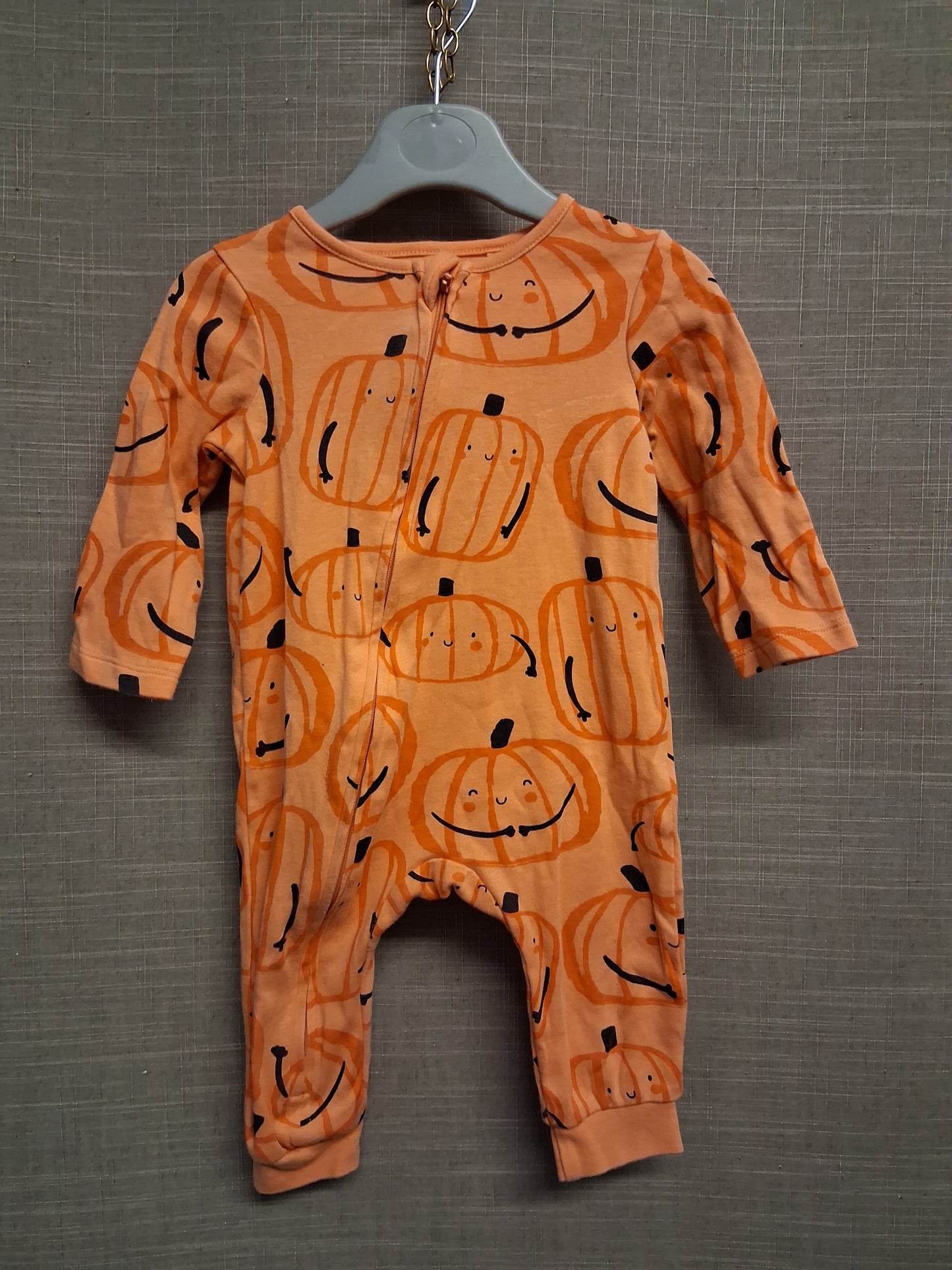 F&F Baby Halloween Pumpkin Theme Sleepsuit Romper Orange Age 6-9 Months