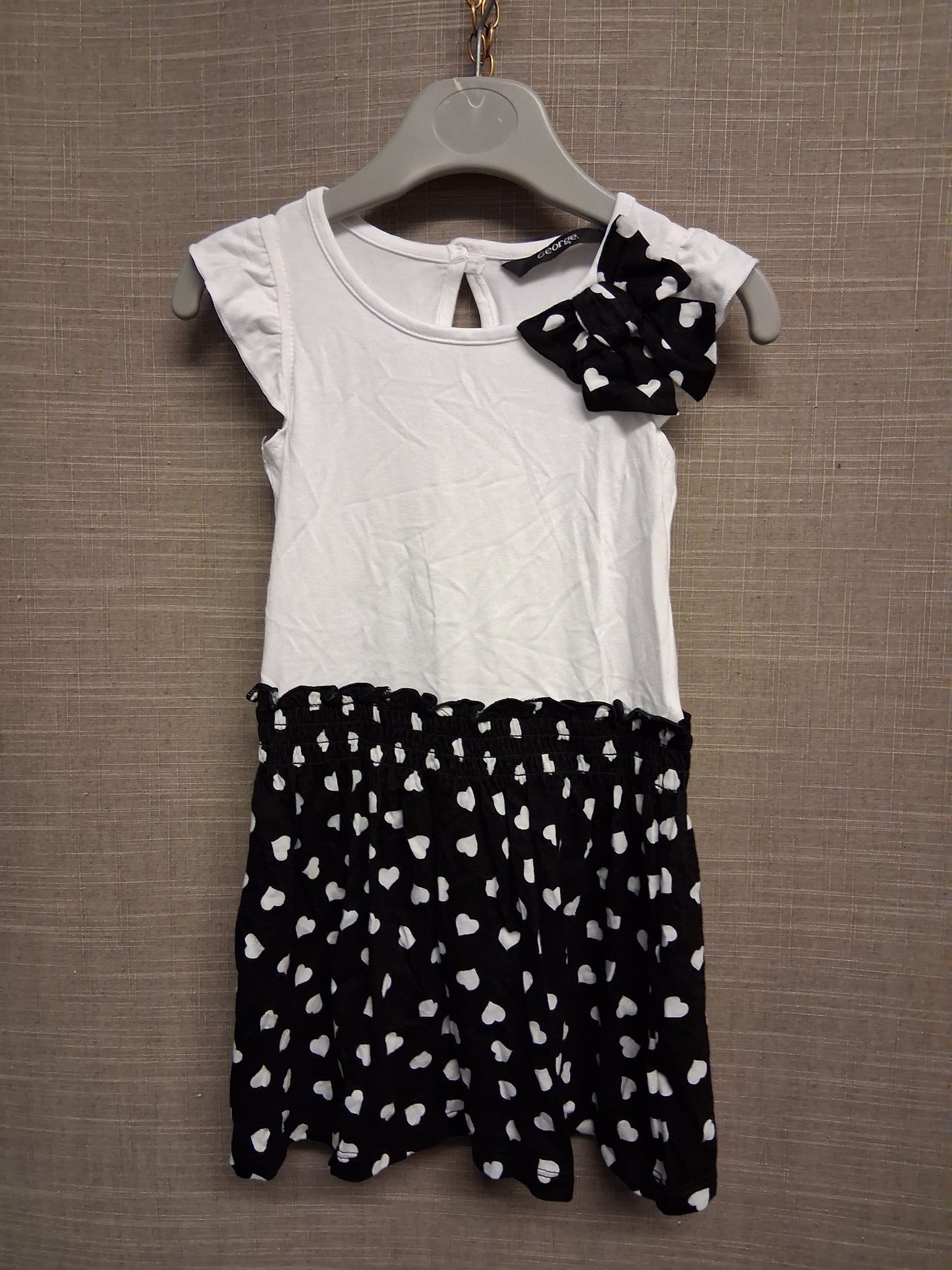 George Girls Black White Jersey T-Shirt Dress Age 12-18 Months