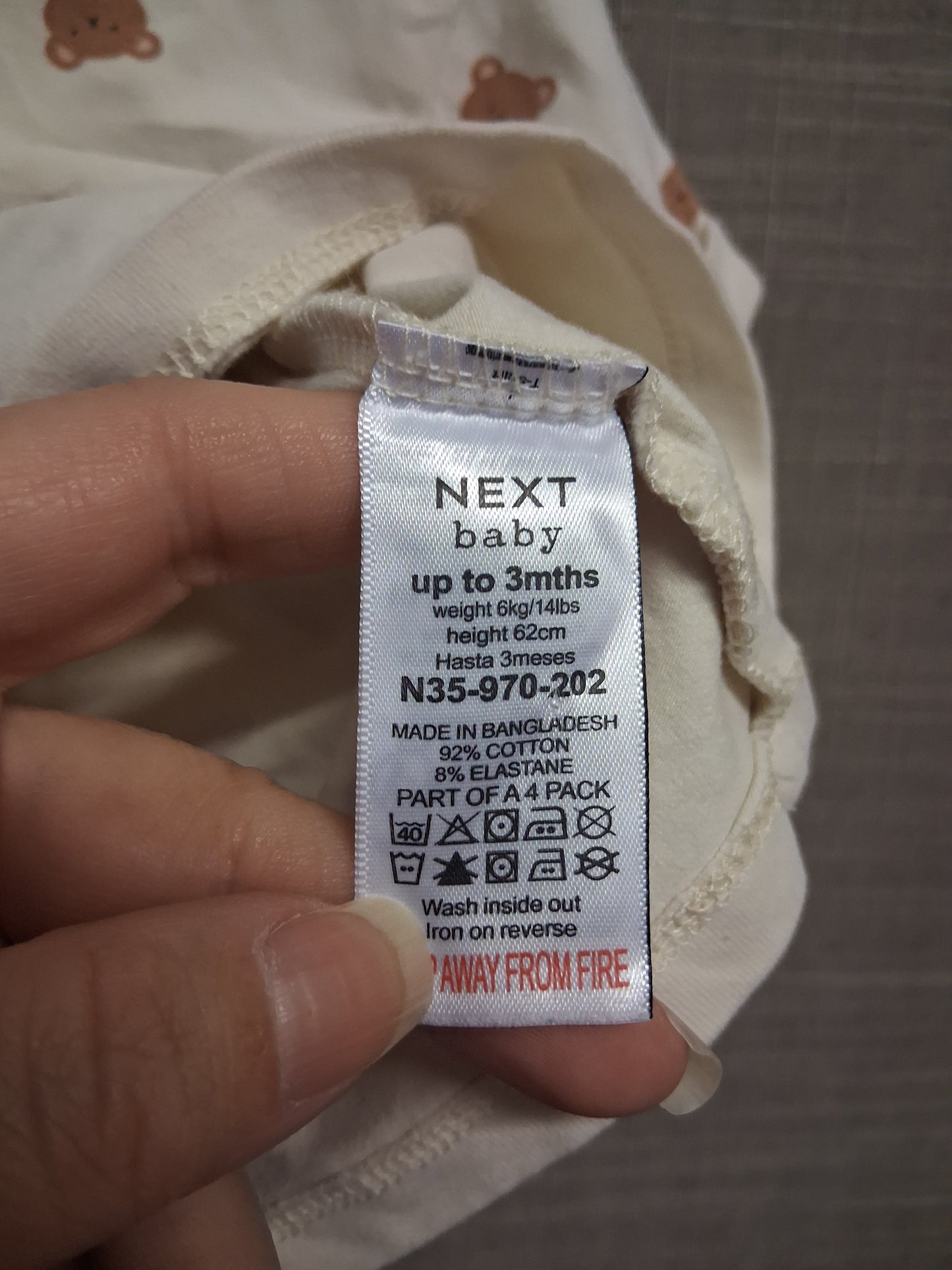 Next Boys Beige Teddy Print Short Sleeve T-Shirt Age 0-3 Months