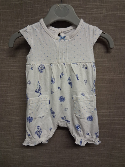 George Girls White Floral Jersey One Piece Romper Age First Size