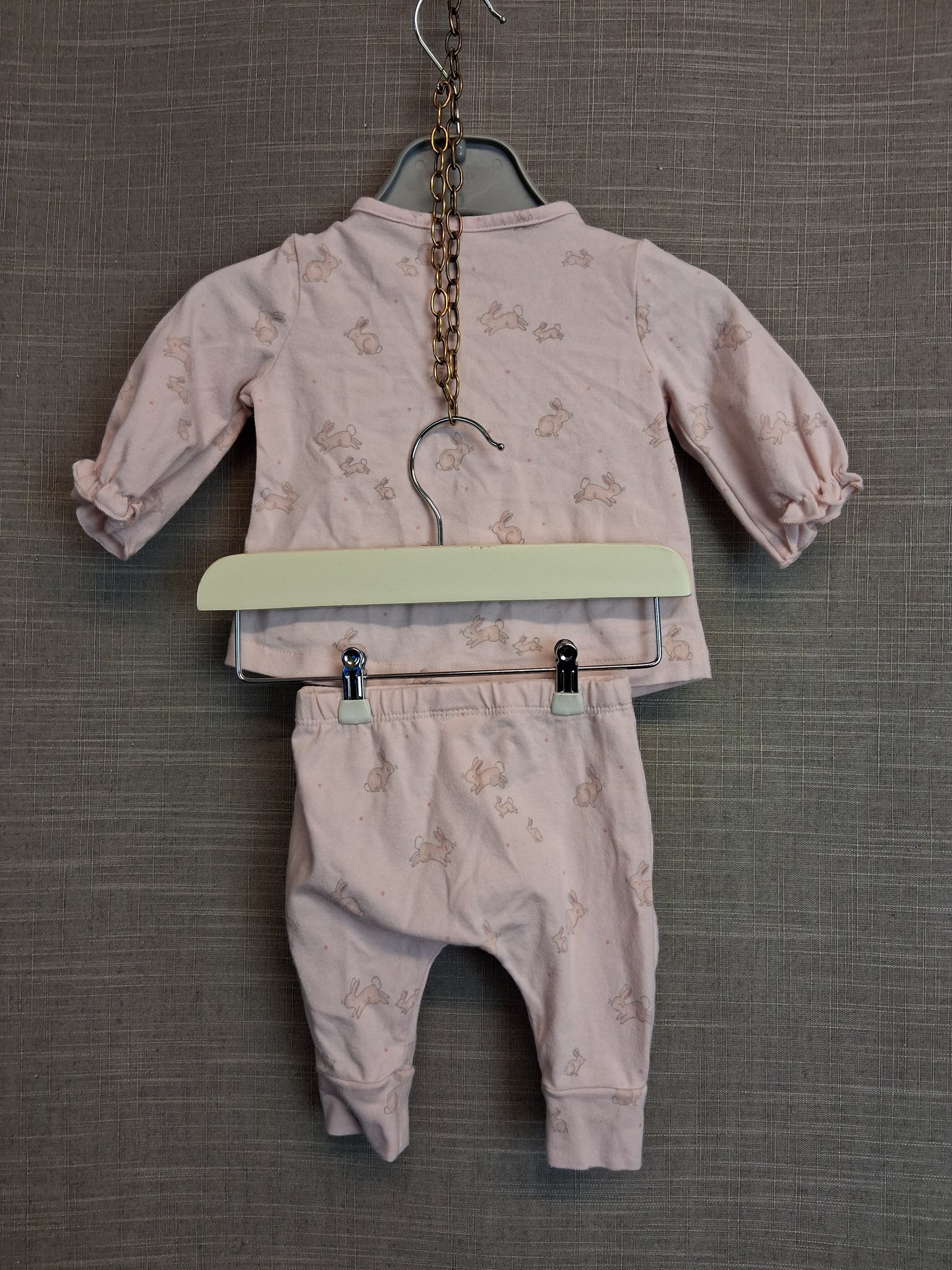 Next Girl 2 Piece Outfit Jersey Pink Bunny Print Age Newborn