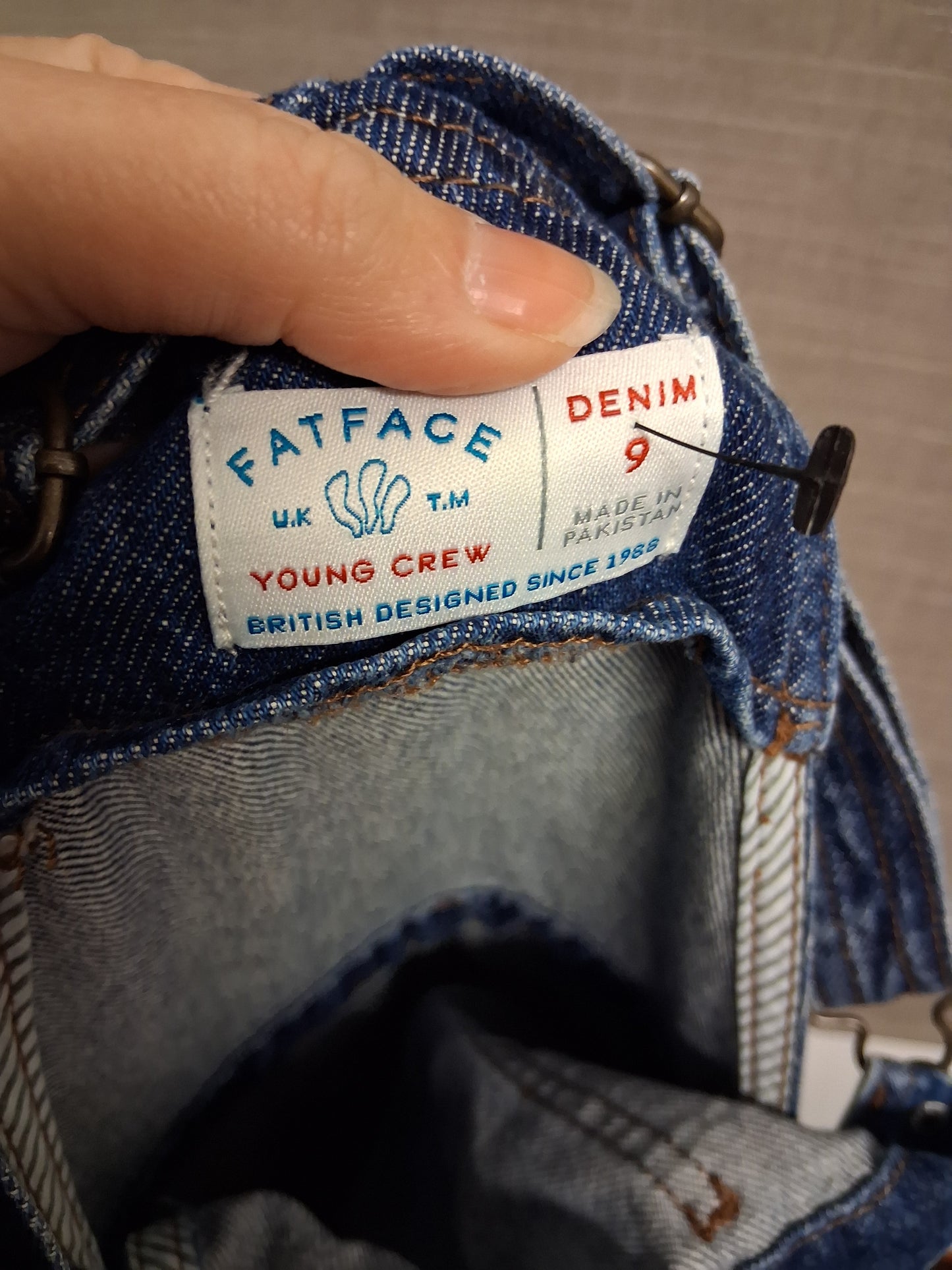 FatFace Girls Blue Denim Dungarees 100% Cotton Age 9 Years