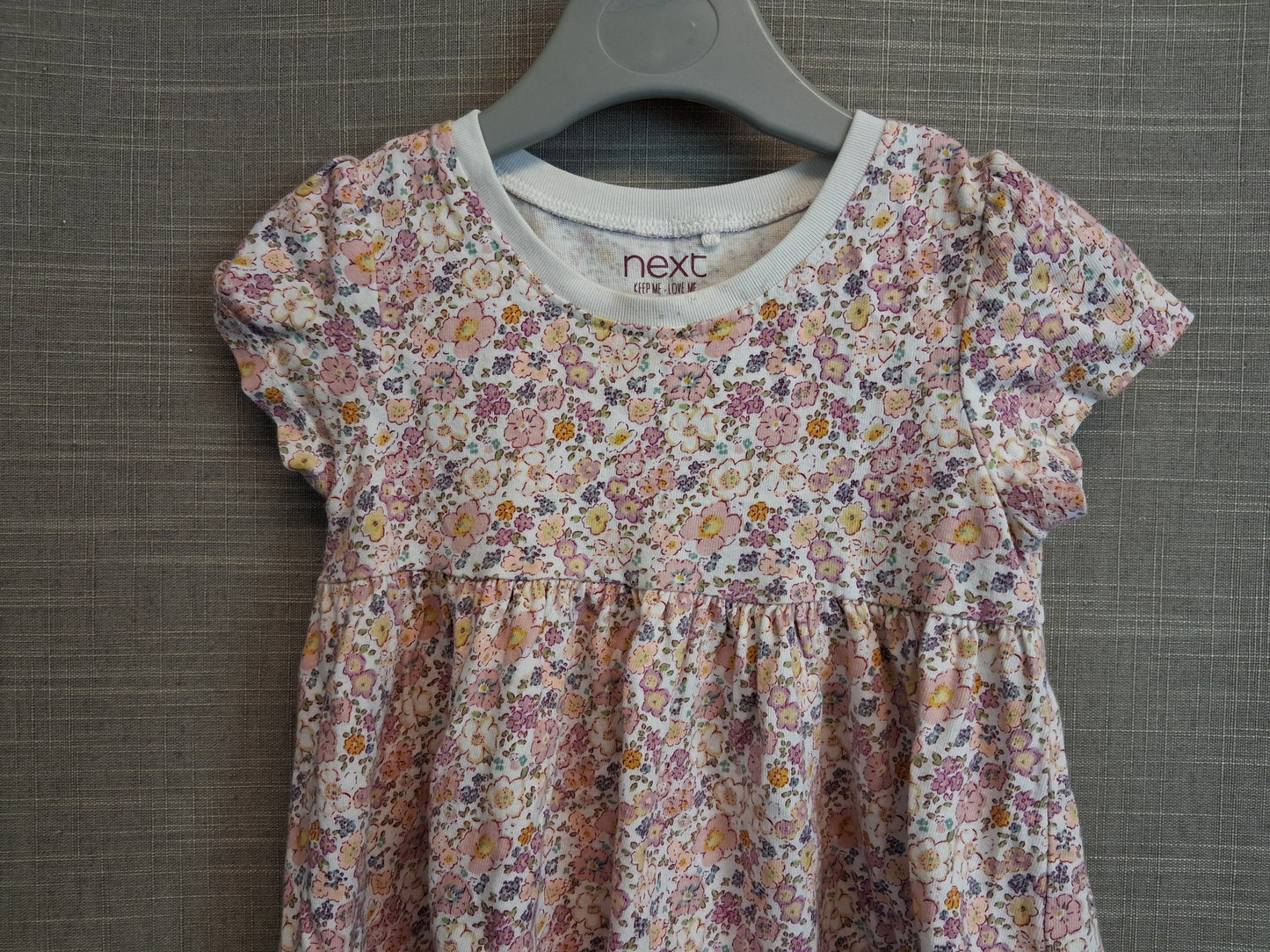 Next Girls Floral Multicolour Jersey T-Shirt Dress Short Sleeve Age 12-18 Months