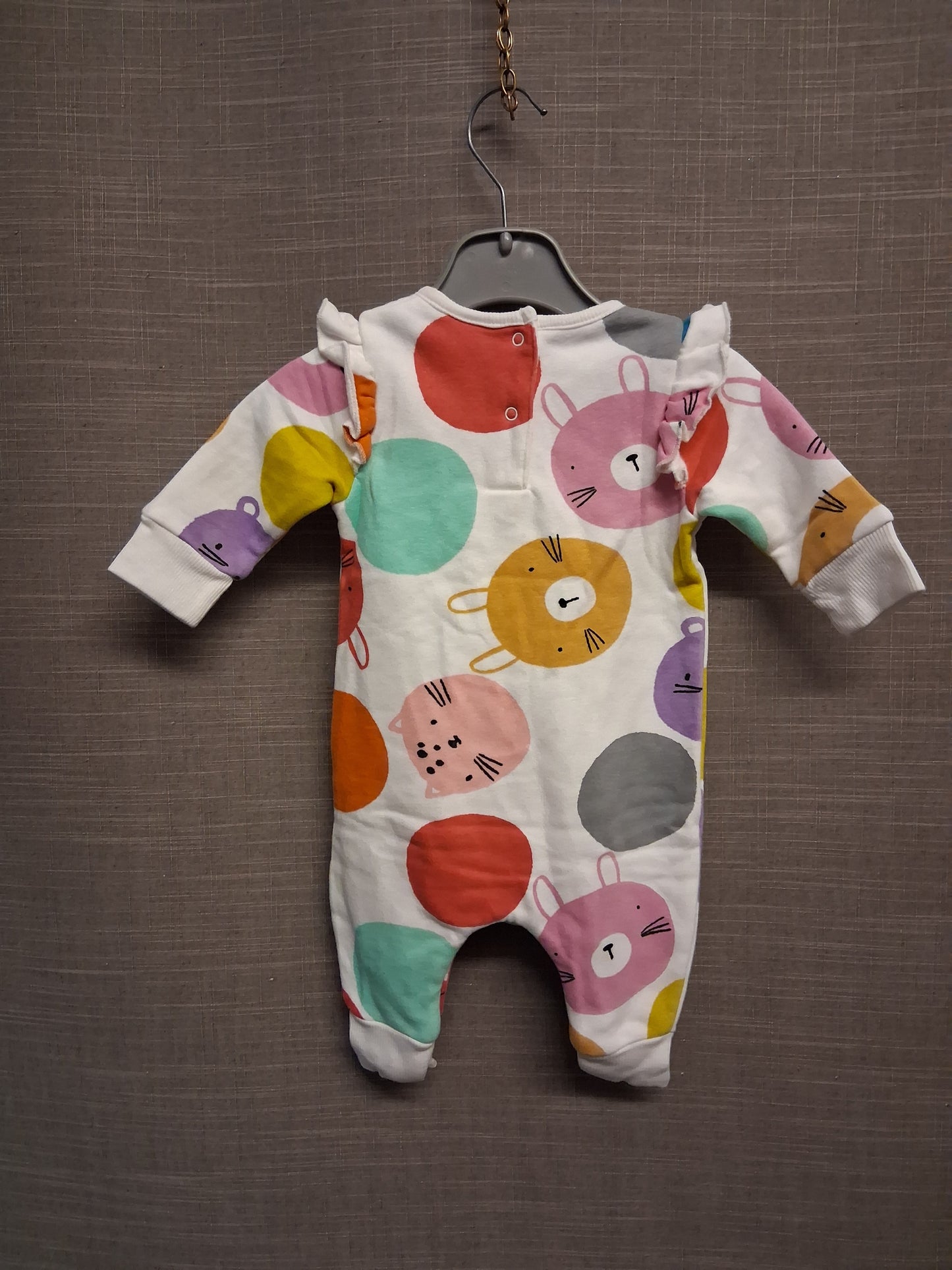 Next Girl Jersey Sleepsuit Cat Multicolour Age 0-3 Months