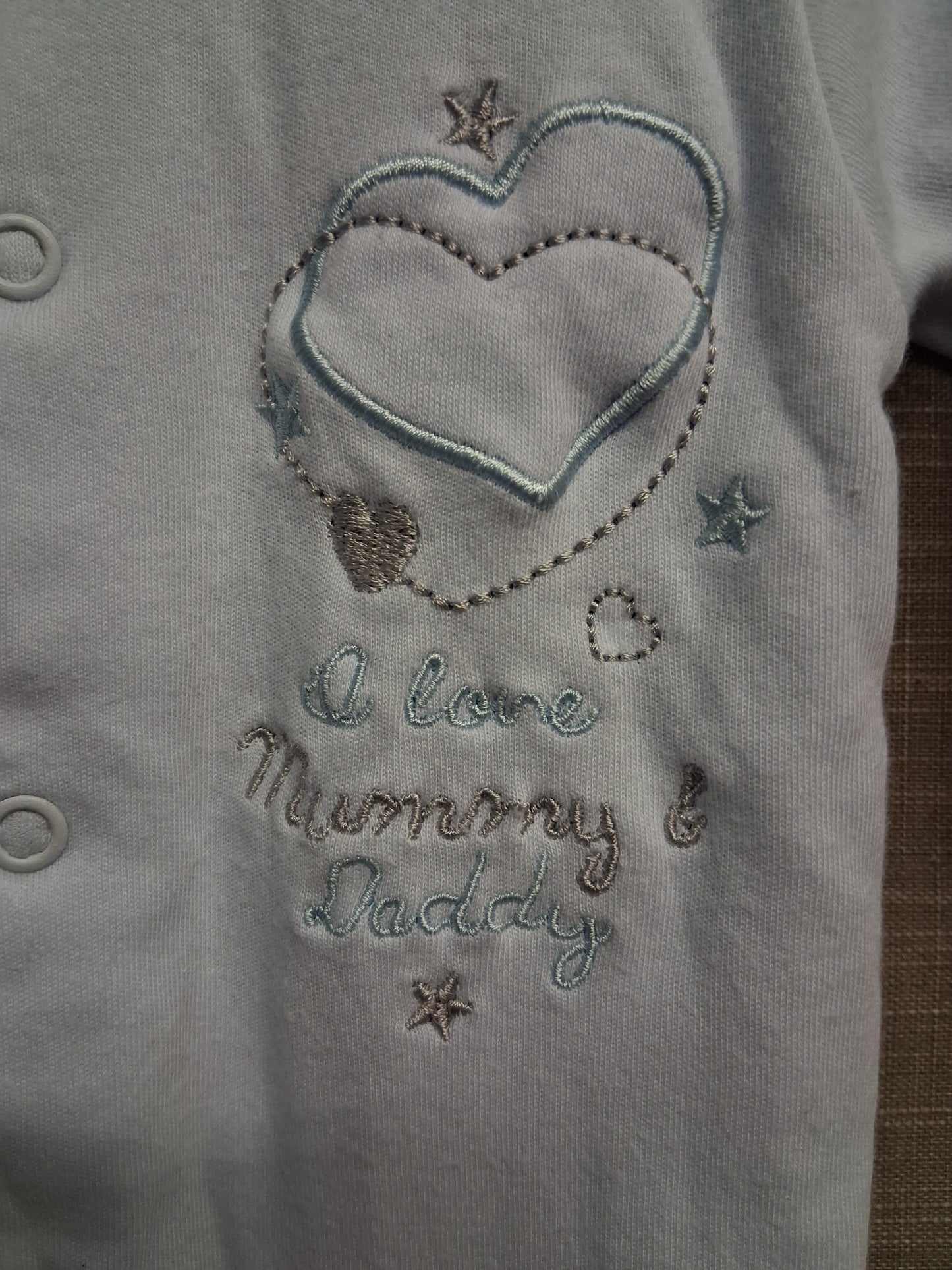 Millie & Ralph Baby Boys Blue Sleepsuit All in One Age 0-3 Months