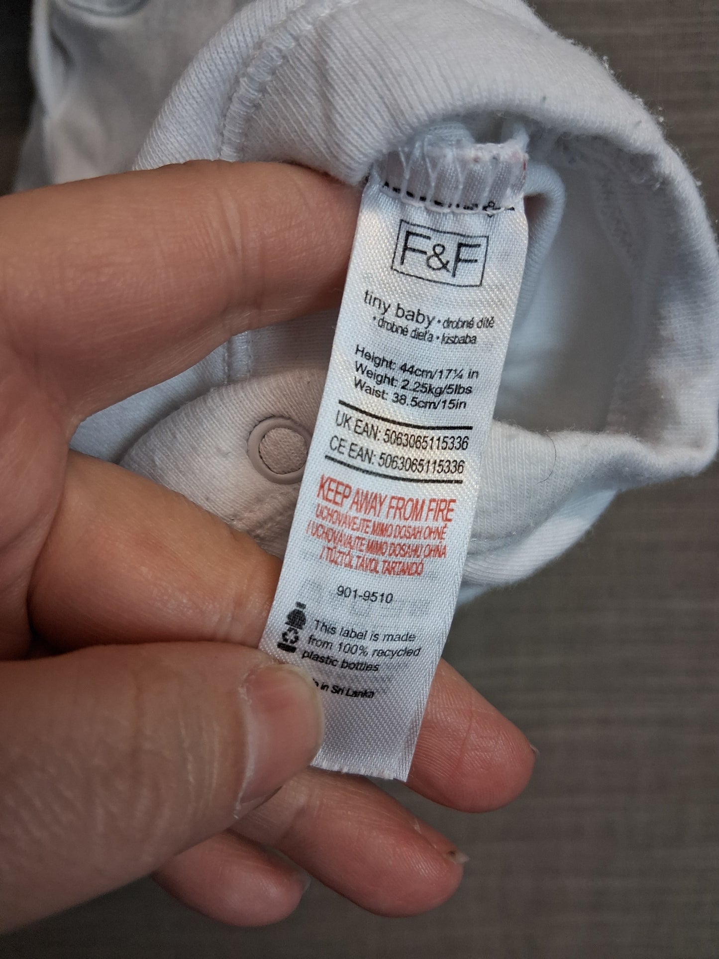 F&F Boys Long Sleeve Bodysuits X2 Age Tiny Baby
