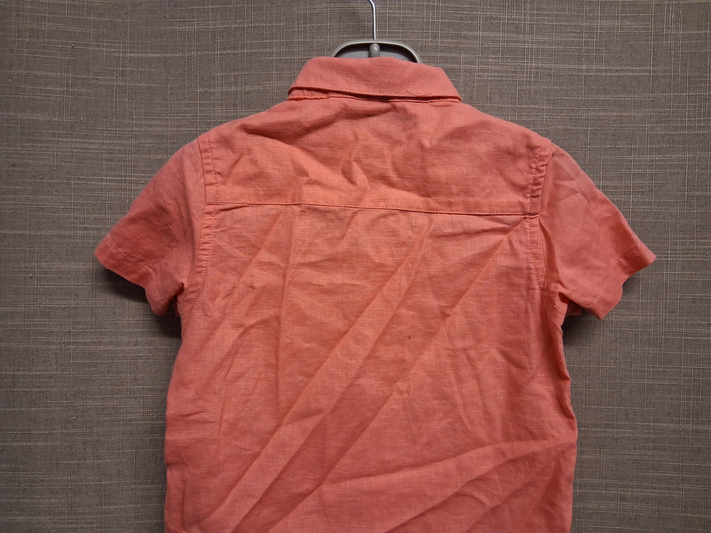Next Boys Coral Pink Short Sleeve Shirt Age 12-18 Months Linen Blend