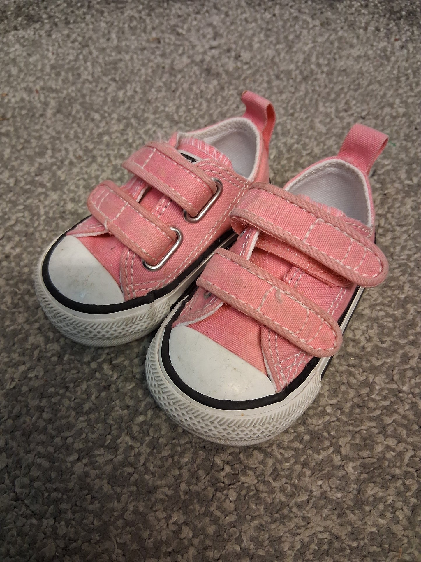 Converse Girls Pink Canvas Double Strap Trainers Pumps Size 2 Infants