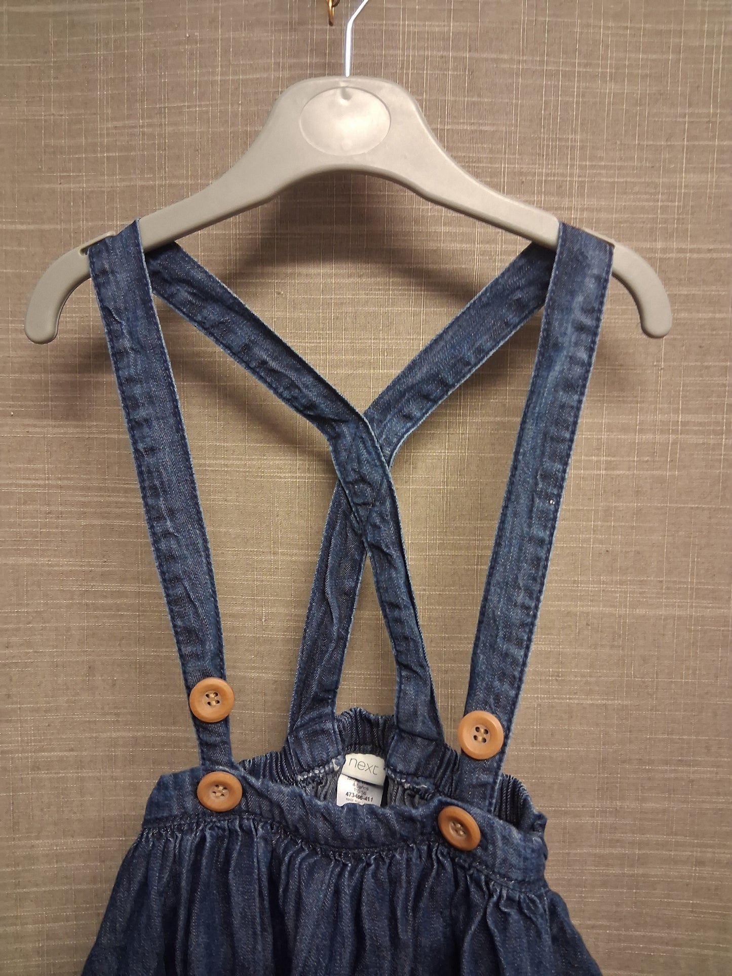 Next Girls Denim Blue Pinafore Skirt Age 4-5 Years