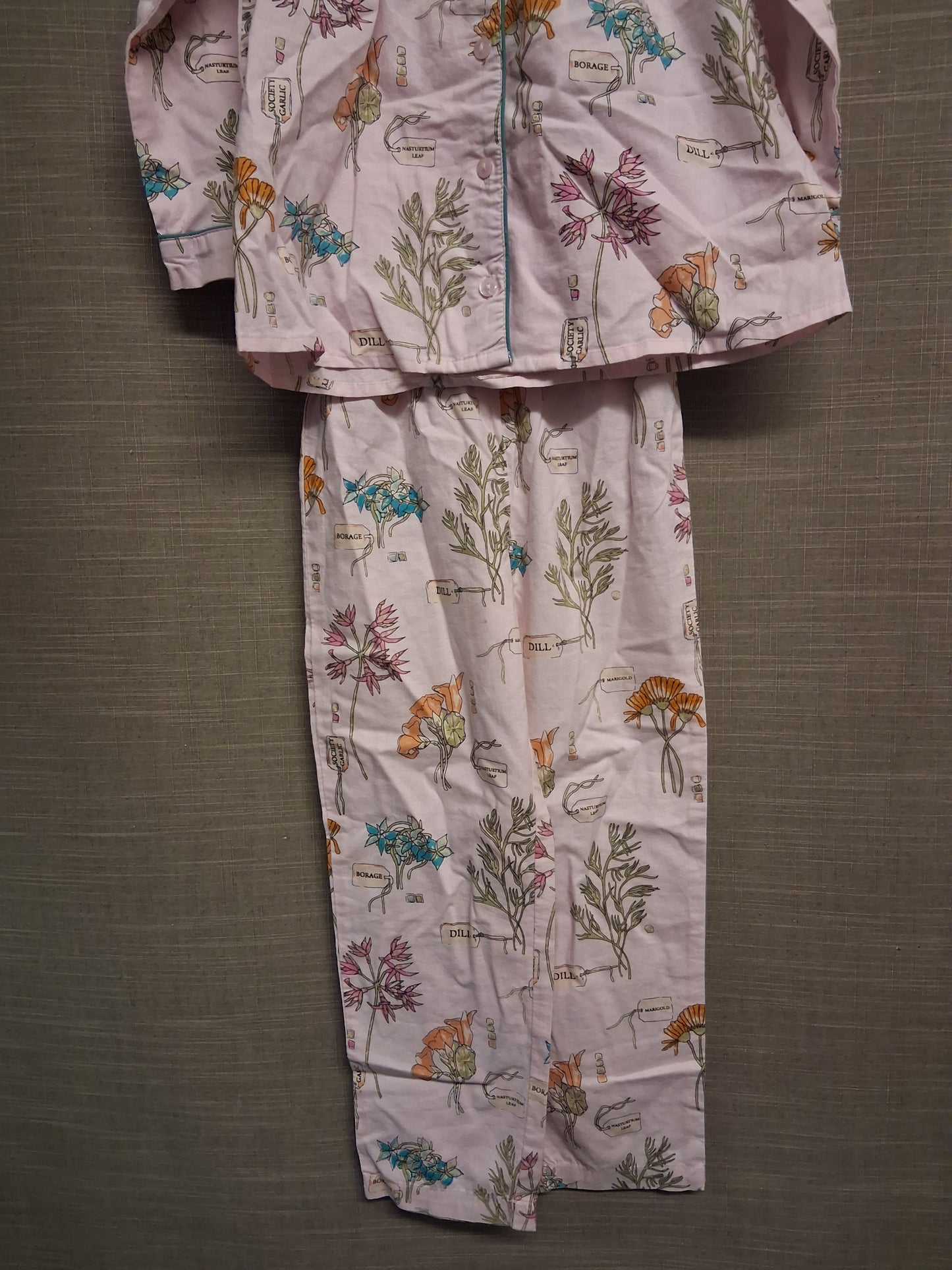 Their Nibs Girls Pink Bontanical Theme Pyjamas PJs Set 100% Cotton Age 3-4 Years