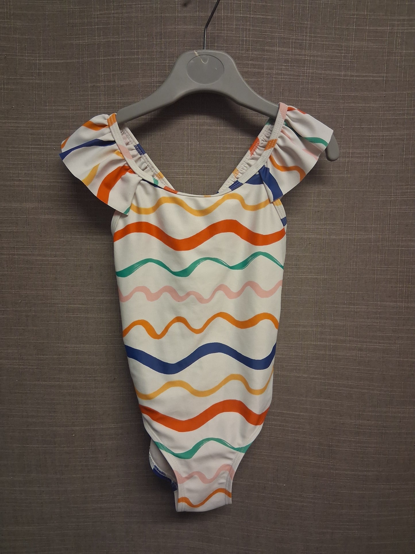 Next Girls White Striped Swimsuit One Piece Age 3-4 Years