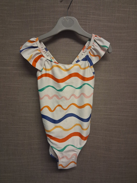 Next Girls White Striped Swimsuit One Piece Age 3-4 Years