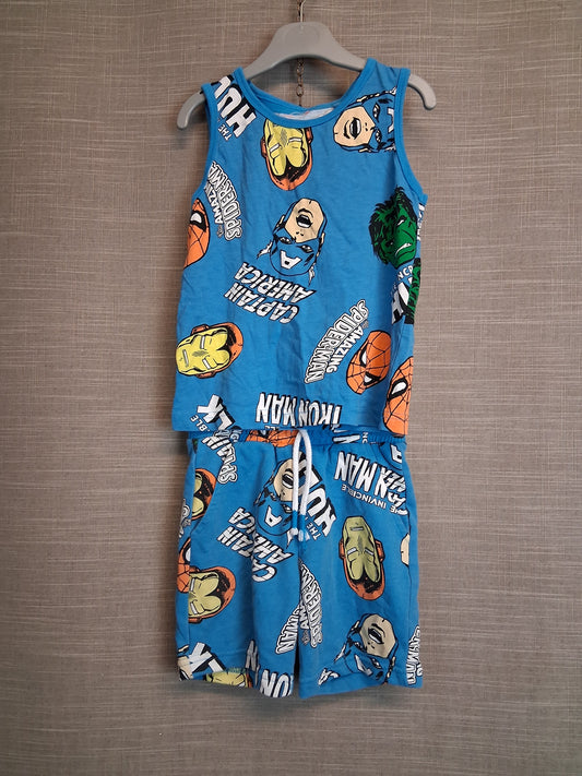 Marvel Boys 2 Piece Summer Outfit Shorts And Vest Age 3-4 Years Blue