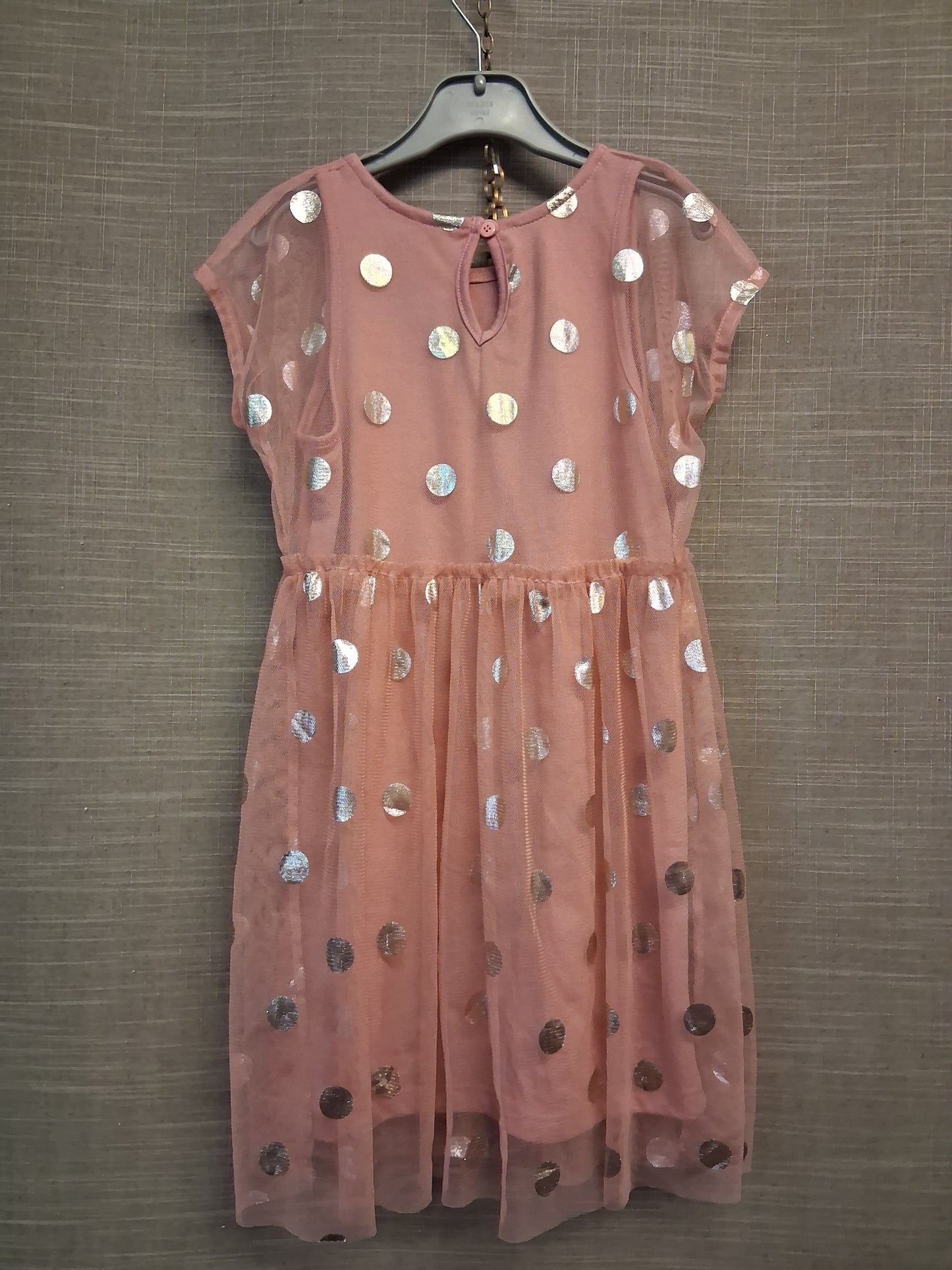 George Girls Pink Gold Spotty Dress Short Sleeve Age 5-6 Years