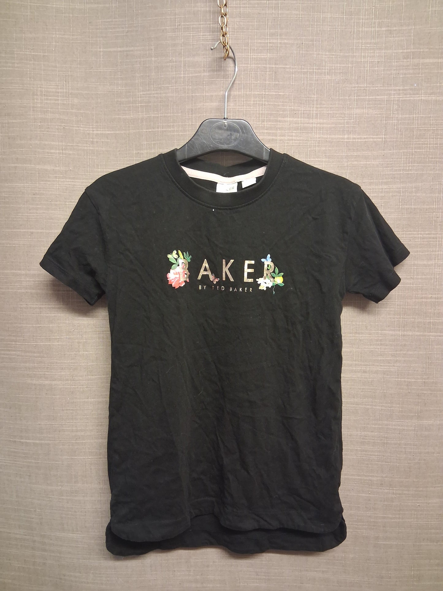 Ted Baker Girls Black Graphic Print Back Short Sleeve T-Shirt Age 7 Years