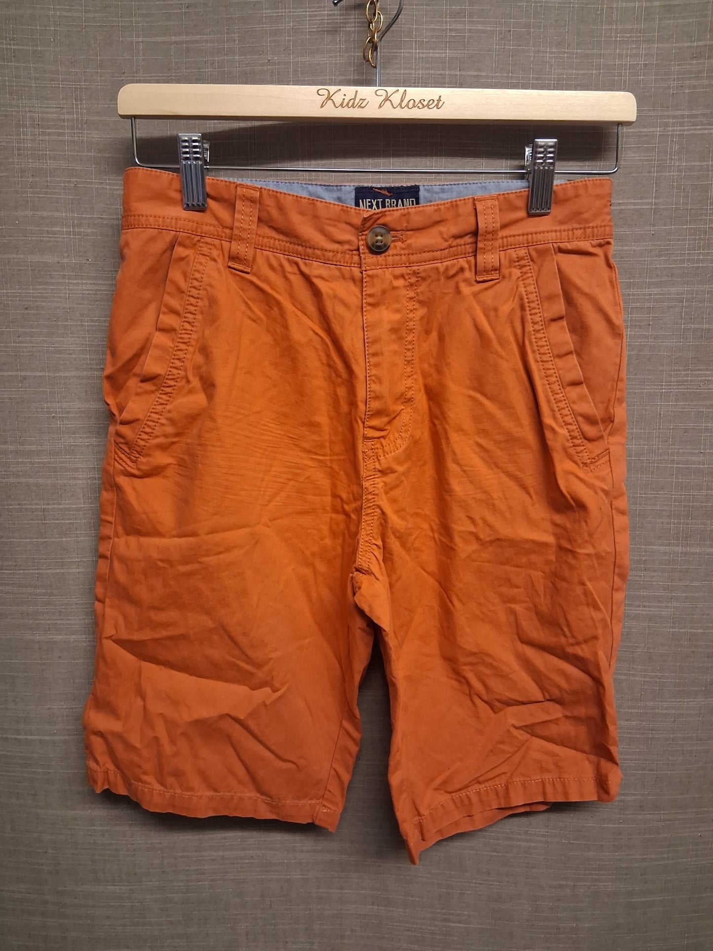 Next Boys Orange Red Chino Shorts Adjustable Waist Age 13 Years